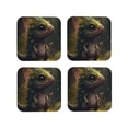 thumbnail image 1 of Lsque Cute Leaf Animal Pattern 4" Drink Coasters Set of 4, PVC Leather Absorbent Coasters, Table Coaster Set Decorative Coffee Cup Coasters Housewarming Gift -Square, 1 of 6