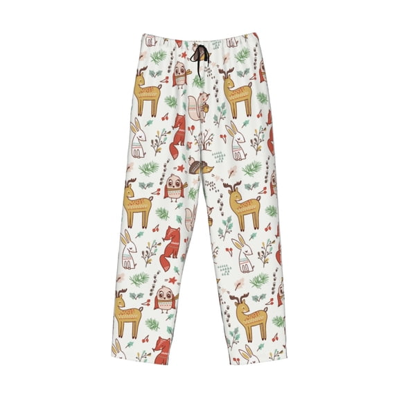 Lsque Cute Little Animals Print Men's Pajama Pants, Lounge Pant - Comfortable Home Wear,Elastic Waistband, Stylish Design-X-Large