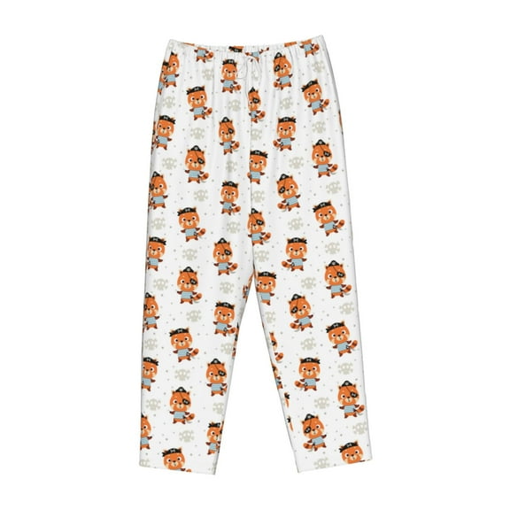 Lsque Cute Little Pirate Red Panda Print Women's Pajama Pants, Lounge Pant - Comfortable Home Wear,Elastic Waistband, Stylish Design-Small