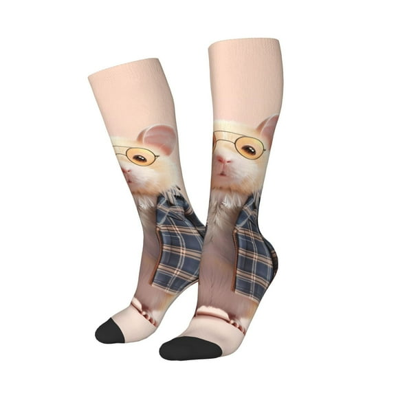 Lsque Cute Mouse In Glasses Printed Crew Socks Men's Women's LightWeight Thin Casual Calf Socks ,Knee High Socks,Cotton Socks