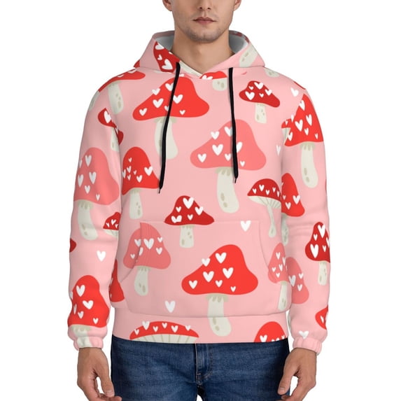 Lsque Cute Mushroom1 Pattern Casual Men's Hoodie,Hooded Sweatshirt with Kangaroo Pocket,Pullover Hoodie-4X-Large