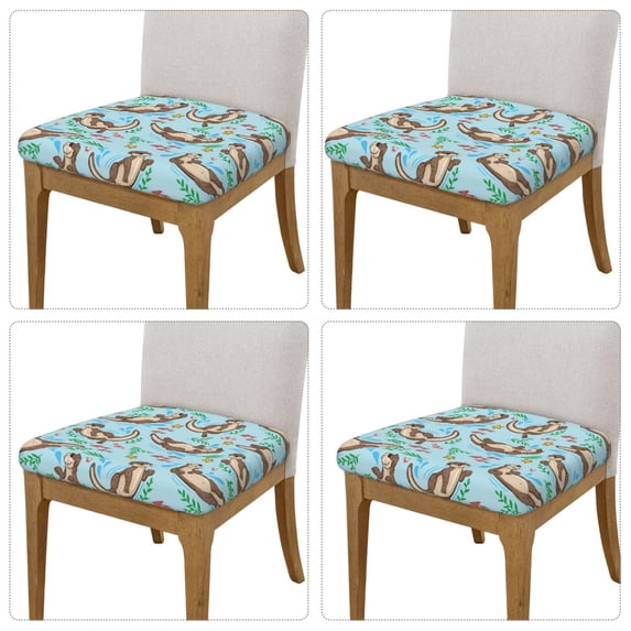 Lsque Cute Otters Printed Square Couch Cushion Covers, Floral Sofa Cushion Covers Replacement, Stretch Couch Covers for Couch-16.9in