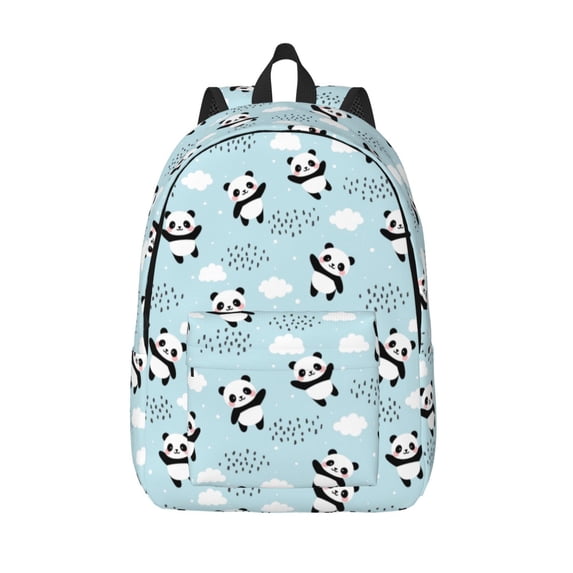 Lsque Cute Panda Bear Pattern Canvas Daypack, Durable Backpack, High-quality Versatile Backpack,Vintage Compact Backpack-Small