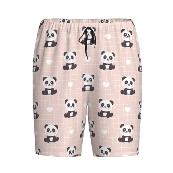 Lsque Cute Panda Mens Sleep Pajama Shorts,Short Pajama Pants, Cotton Ultra-Soft Knit-X-Large