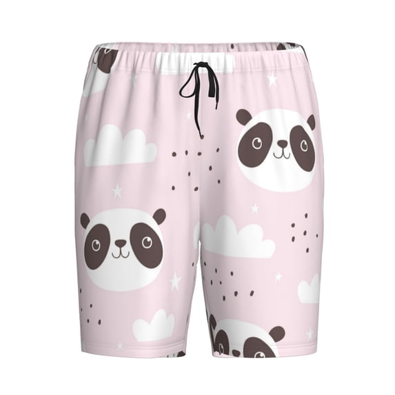 Lsque Cute Panda Mens Sleep Pajama Shorts,Short Pajama Pants, Cotton Ultra-Soft Knit-X-Large