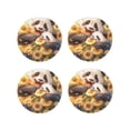 thumbnail image 1 of Lsque Cute Panda Sunflower Pattern 4" Drink Coasters Set of 4, PVC Leather Absorbent Coasters, Table Coaster Set Decorative Coffee Cup Coasters Housewarming Gift -Round Shape, 1 of 6