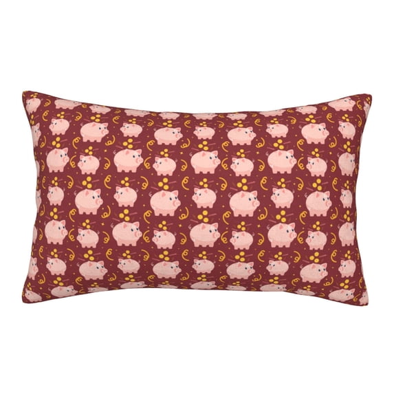 Lsque Cute Pig with Coins Pattern Pillow Case – Soft & Cozy Throw Pillow Cover, Hypoallergenic Cushion Case for Sleeping Women with Envelope Closure-20"x30"