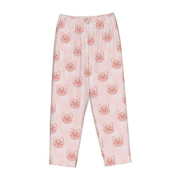 Lsque Cute Pig Face Print Women's Pajama Pants, Lounge Pant - Comfortable Home Wear,Elastic Waistband, Stylish Design-Medium