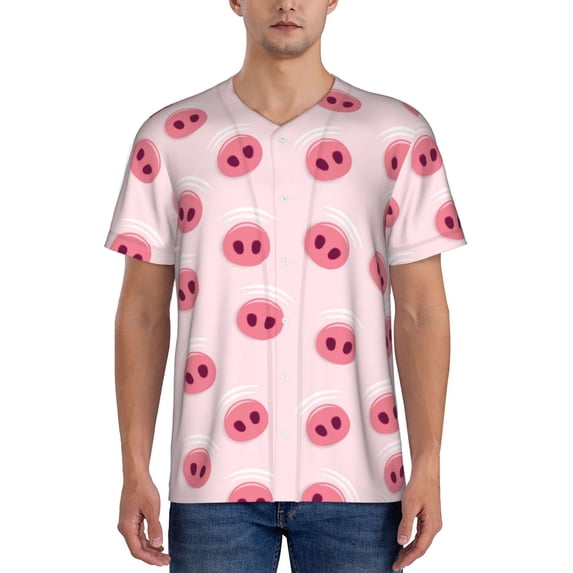 Lsque Cute Pig Nose Pattern Mens Polo Golf Shirts Funny Graphics Shorts Sleeve Button Shirts Baseball T-shirt-XX-Large
