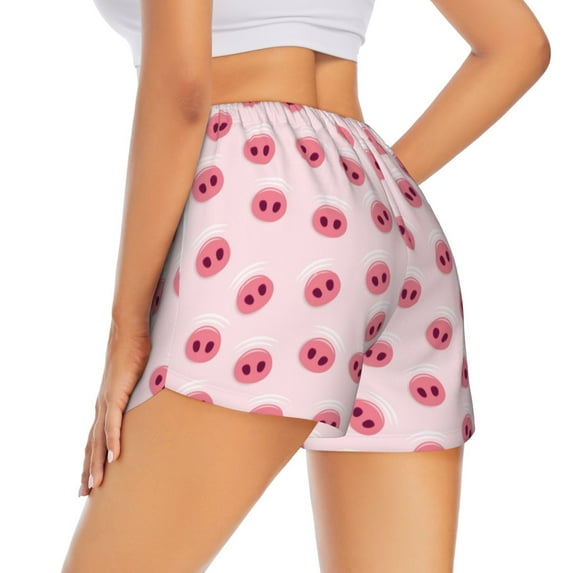 Lsque Cute Pig Nose Printed Women's Running Shorts with Liner Pockets,Elastic Quick Dry Workout Athletic Gym Yoga Shorts,Womens High Waist Shorts-Small