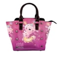 thumbnail image 1 of Lsque Cute Pink Axolotl A Pattern Leather Rivet Shoulder Bag – Elegant Genuine Leather & Microfiber PU Crossbody with Detachable Adjustable Strap, 1 of 5