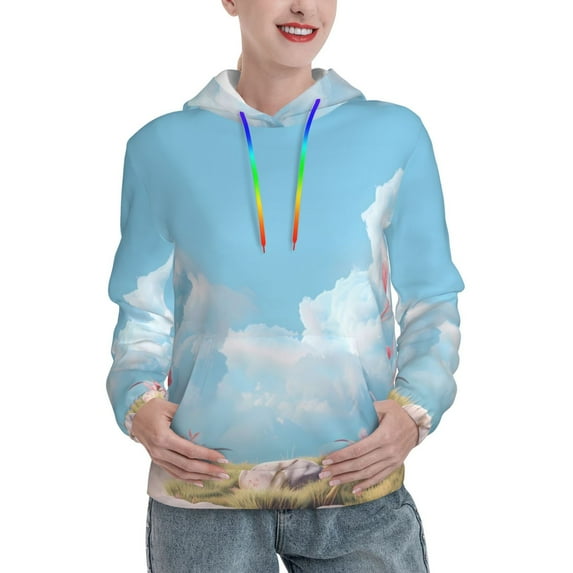 Lsque Cute Pink Mushrooms Pattern Casual Women's Hoodie,Hooded Sweatshirt with Kangaroo Pocket,Pullover Hoodie with Eye-catching Drawstrings-Medium