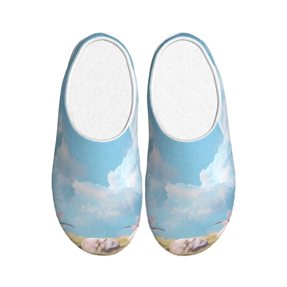 Lsque Cute Pink Mushrooms Pattern Womens Comfort Cotton on Scuff With Memory Foam and Anti-skid Sole Slipper-44/45