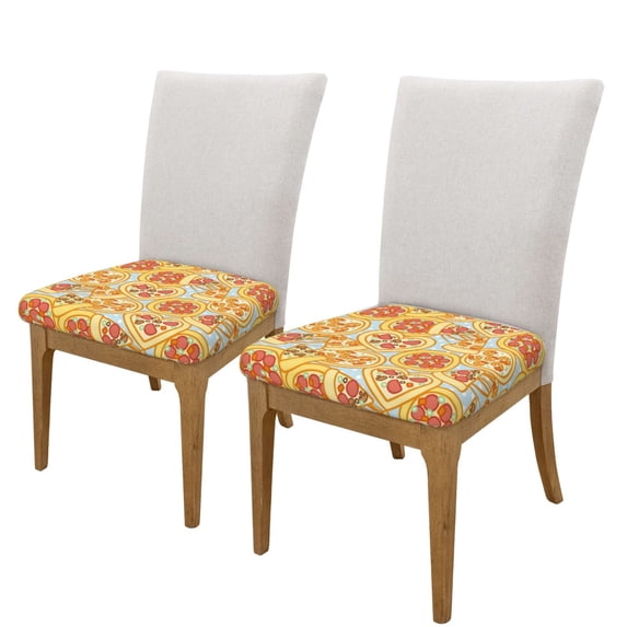 Lsque Cute Pizza In Various Printed Square Couch Cushion Covers, Floral Sofa Cushion Covers Replacement, Stretch Couch Covers for Couch-16.9in