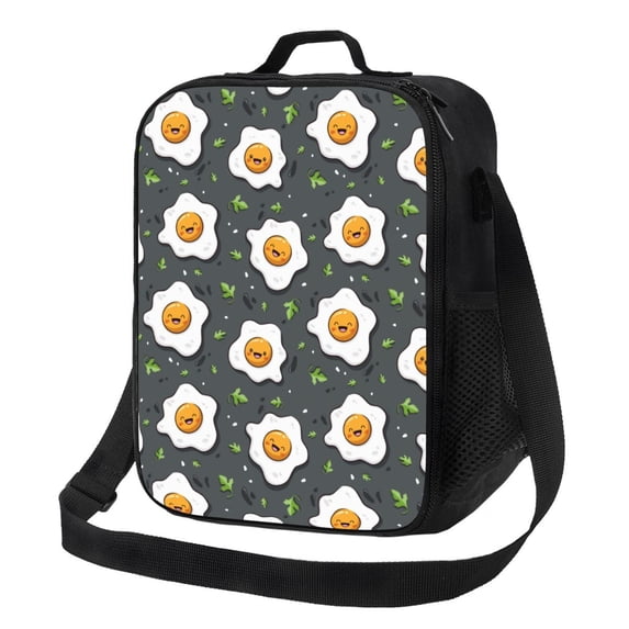 Lsque Cute Poached Eggs Lunch Bag Lunch Box for Women Men Reusable Insulated Lunch Tote Bag,Leakproof Thermal Cooler Sack Food Handbags Case High Capacity