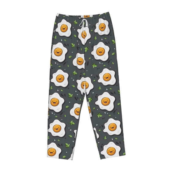 Lsque Cute Poached Eggs Print Women's Pajama Pants, Lounge Pant - Comfortable Home Wear,Elastic Waistband, Stylish Design-Small