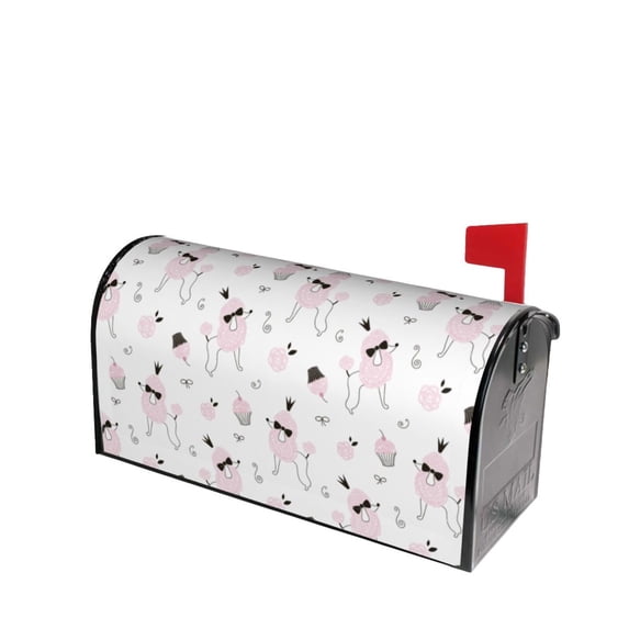 Lsque Cute Poodle Dog Mailbox Cover Standard Size ,Magnetic Mailbox Covers Post Wraps Letter Box Cover -25.5x21 in