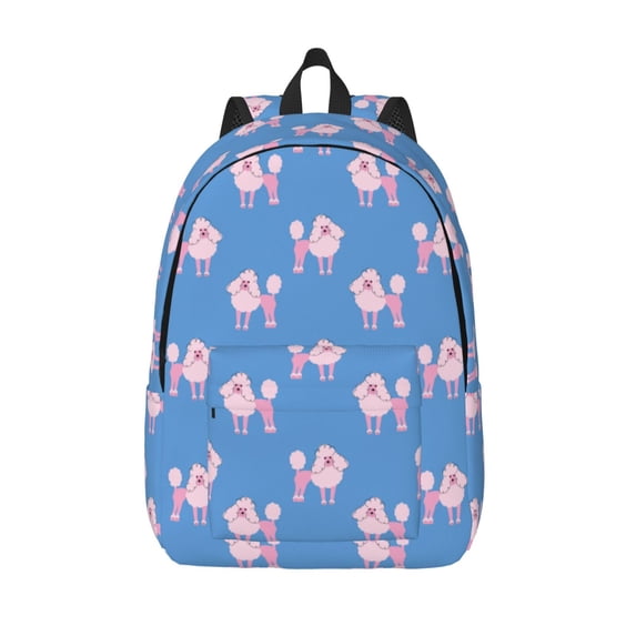 Lsque Cute Poodle Dog Pattern Canvas Daypack, Durable Backpack, High-quality Versatile Backpack,Vintage Compact Backpack-Small