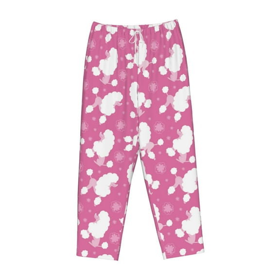Lsque Cute Poodle Dog Print Women's Pajama Pants, Lounge Pant - Comfortable Home Wear,Elastic Waistband, Stylish Design-Small