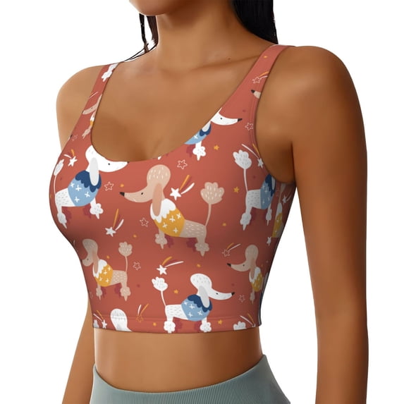 Lsque Cute Poodle Dog Printed Women'S Sports Bra, Compression, Moisture Wicking, High-Impact Sports Bra For Women,Supportive sports bra-X-Large