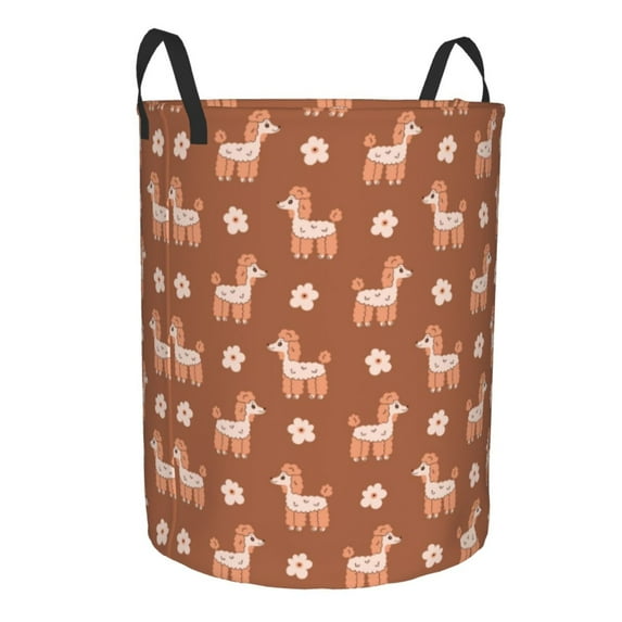 Lsque Cute Poodle Dog pattern Laundry Hamper Basket, Tall Woven Rope Hamper Basket for Clothes, Lightweight Storage Basket, Collapsible Waterproof-Small
