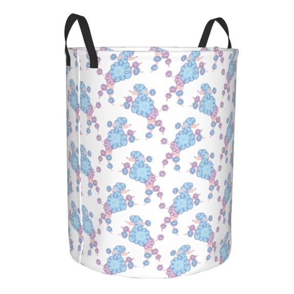 Lsque Cute Poodle Dog pattern Laundry Hamper Basket, Tall Woven Rope Hamper Basket for Clothes, Lightweight Storage Basket, Collapsible Waterproof-