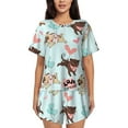 thumbnail image 1 of Lsque Cute Pug Dogs Women's Short-Sleeved Pajama Set - 2 Piece Soft and Lightweight Sleepwear Set-3X-Large, 1 of 9