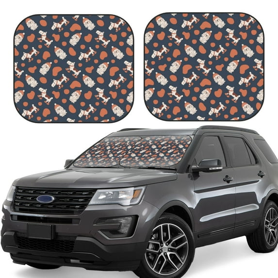 Lsque Cute Puppy 2 PCS Windshield Sun Shade | CarFoldable Window Covers | Car Accessories Reflect UV for Universal Cars SUV Truck | Large