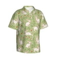 thumbnail image 1 of Lsque Cute Rabbit And Flower pattern Hawaiian Shirt for Men, Unisex Summer Beach Casual Short Sleeve Button Down Shirts-Large, 1 of 9