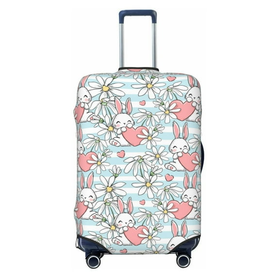 Lsque Cute Rabbit And Heart Printed Luggage Cover, Travel Luggage Protector,Scratch and Dirt Resistant, Fits 18-32 Inch Luggage - Medium