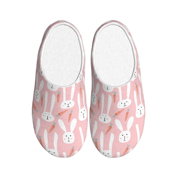 Lsque Cute Rabbit Carrot Pattern Womens Comfort Cotton on Scuff With Memory Foam and Anti-skid Sole Slipper-46/47