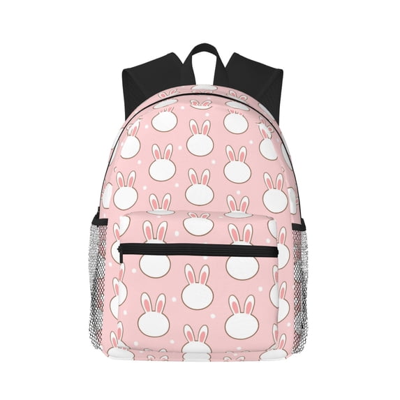 Lsque Cute Rabbit Classic Casual Backpack - Large Capacity Water-Resistant Backpack for School, Work, Travel, and Outdoor Activities