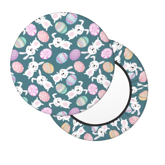 Lsque Cute Rabbit Easter Round Bar chair cushion covers Velvet Fabric Premium Comfort Protects from Scratches and Stains for 14-17 Inch Chair- 12 inch
