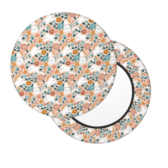 Lsque Cute Rabbit Floral Round Bar chair cushion covers Velvet Fabric Premium Comfort Protects from Scratches and Stains for 14-17 Inch Chair- 13 inch