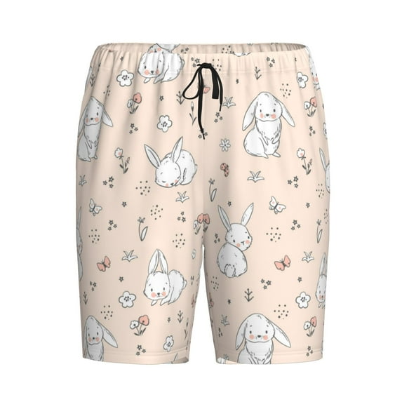 Lsque Cute Rabbit Mens Sleep Pajama Shorts,Short Pajama Pants, Cotton Ultra-Soft Knit-XX-Large