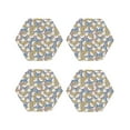 thumbnail image 1 of Lsque Cute Rabbit Pattern 4" Drink Coasters Set of 4, PVC Leather Absorbent Coasters, Table Coaster Set Decorative Coffee Cup Coasters Housewarming Gift -Hexagon, 1 of 6