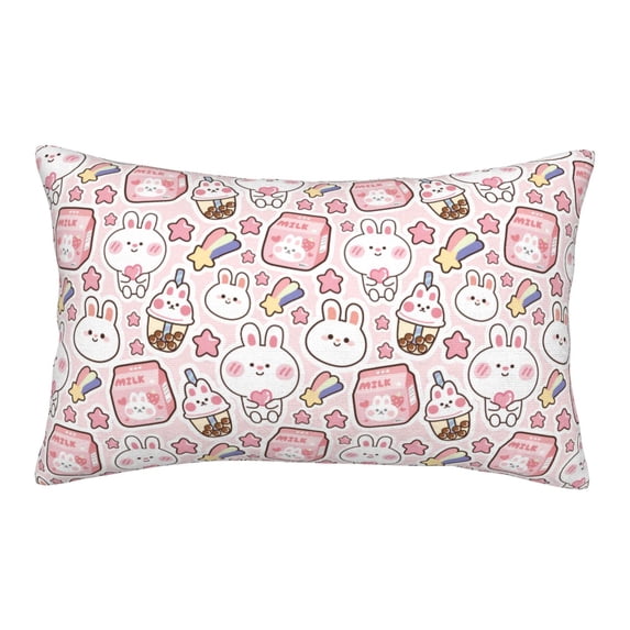 Lsque Cute Rabbit Pattern Pillow Case – Soft & Cozy Throw Pillow Cover, Hypoallergenic Cushion Case for Sleeping Women with Envelope Closure-20"x30"