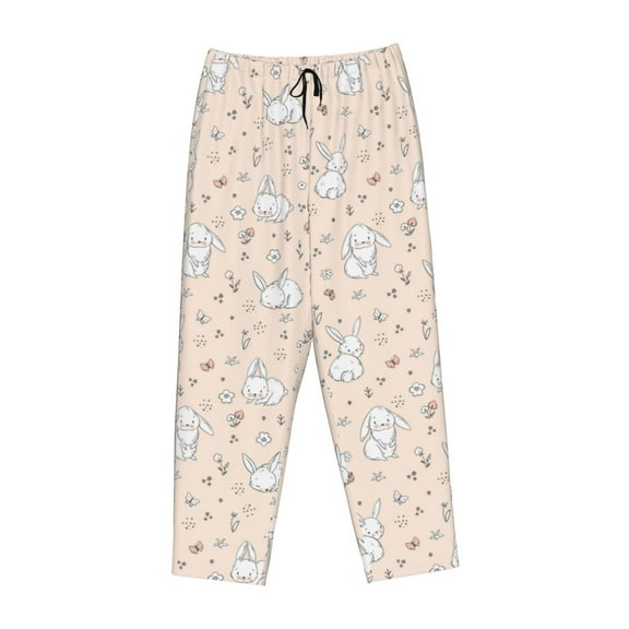 Lsque Cute Rabbit Print Women's Pajama Pants, Lounge Pant - Comfortable Home Wear,Elastic Waistband, Stylish Design-Medium