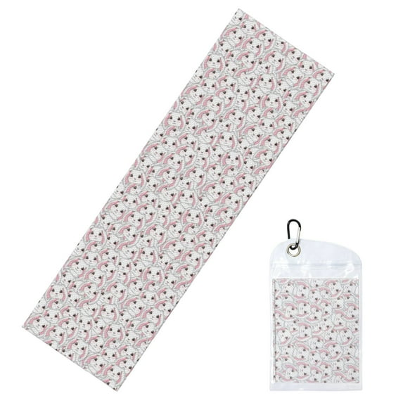 Lsque Cute Rabbit Printed Cooling Towel (40"x 12"), Ice Towel, Microfiber, Soft Breathable Chilly Towel for Yoga, Sport, Gym, Workout, Fitness, Running
