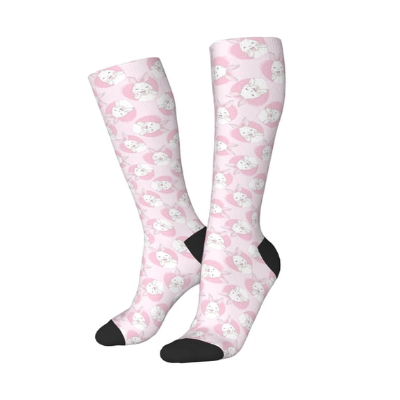 Lsque Cute Rabbit Printed Crew Socks Men's Women's LightWeight Thin Casual Calf Socks ,Knee High Socks,Cotton Socks