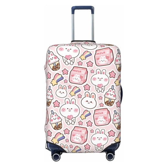 Lsque Cute Rabbit Printed Luggage Cover, Travel Luggage Protector,Scratch and Dirt Resistant, Fits 18-32 Inch Luggage - Small