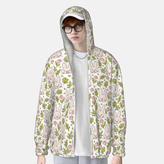 Lsque Cute Rabbit UPF 50+ Lightweight Sun Protection Men's Women's Long Sleeve Shirt, Hoodie Performance -XX-Large