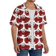 thumbnail image 1 of Lsque Cute Red Crab print Men's Cuban Collar Short Sleeve Shirt Summer Beachwear Casual Button Down Fashionable Vacation Leisure Shirt-Large, 1 of 7