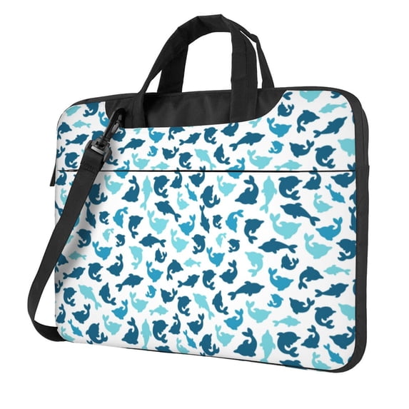 Lsque Cute Shark Pattern Laptop Bag – Portable & Slim Single-Shoulder Computer Case with Adjustable Strap, Protective, Lightweight for 13”/14”/15.6” Laptops