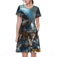 thumbnail image 1 of Lsque Cute Skeletons Figurines Print Women's Casual Dress T-Shirt Summer Short Sleeve Scoop Neck Swing Dresses, 1 of 6