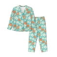 thumbnail image 1 of Lsque Cute Sloth on Floral Tree Pattern Long Sleeve Pajama Set for Women - Soft 2-Piece Sleepwear and Loungewear Set with Pockets, Comfy Nightwear-Small, 1 of 7