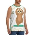 thumbnail image 1 of Lsque Cute Sloth In Yoga Pose Tree Print Men's Cotton Blend Sleeveless Muscle Shirts (S-3XL)- Moisture Wicking, Odor Protection, UPF 30+,Medium, 1 of 8