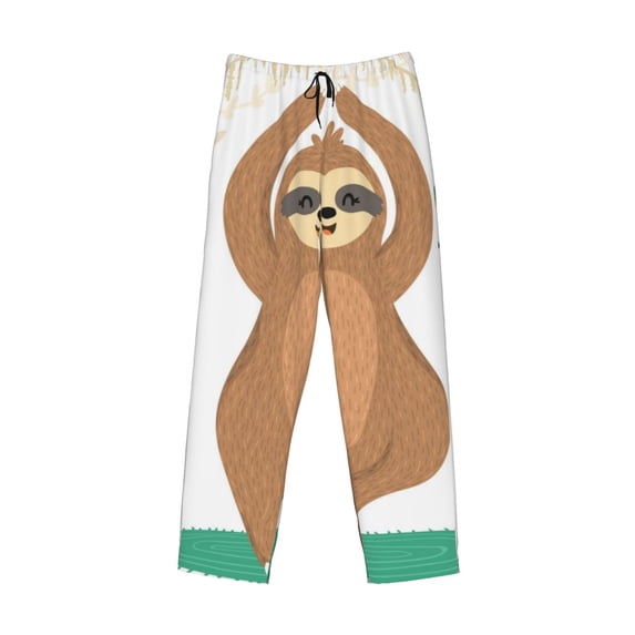 Lsque Cute Sloth In Yoga Pose Tree Print Men's Pajama Pants, Lounge Pant - Comfortable Home Wear,Elastic Waistband, Stylish Design-XX-Large