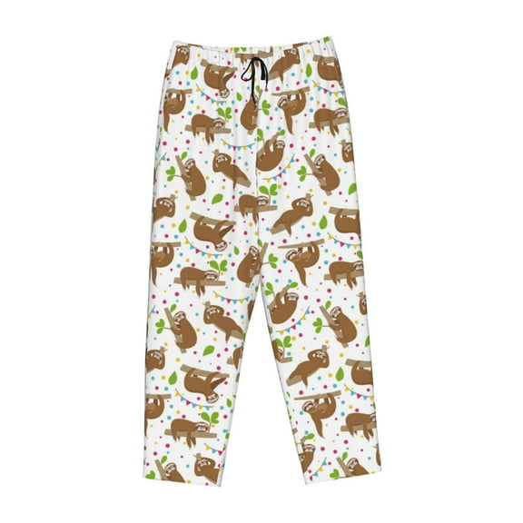 Lsque Cute Sloth Print Women's Pajama Pants, Lounge Pant - Comfortable Home Wear,Elastic Waistband, Stylish Design-Medium