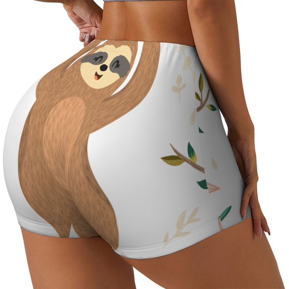 Lsque Cute Sloth In Yoga Pose Tree Pattern High Waisted Biker Shorts for Women-Tummy Control Fitness Athletic Workout Running Yoga Gym Shorts,Moisture-Wicking-XX-Large